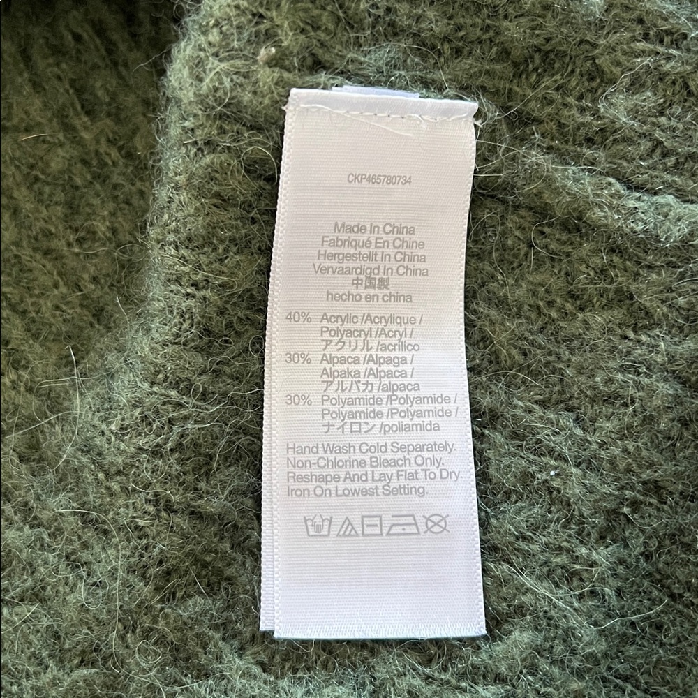 Madewell Green Button-Up Cardigan alpaca knit sweater button front top cableknit - Picture 3 of 4